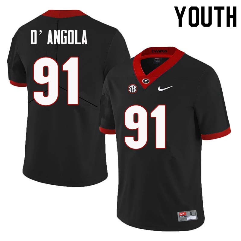 Youth Georgia Bulldogs #91 Michael D'Angola College Football Jerseys Sale-Black